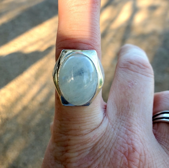 New Men's Rainbow Moonstone 925 Silver Ring. - Picture 15 of 16